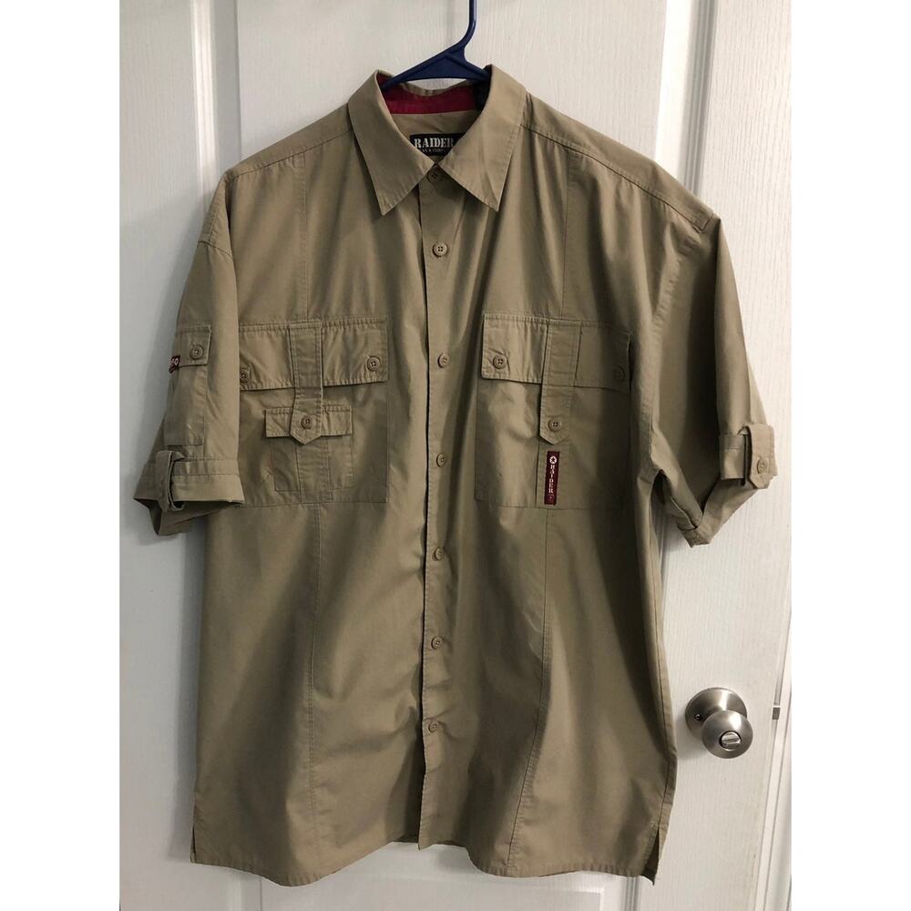 Raider Jean Company Men's Short Sleeve Khaki Shirt -  Size Medium